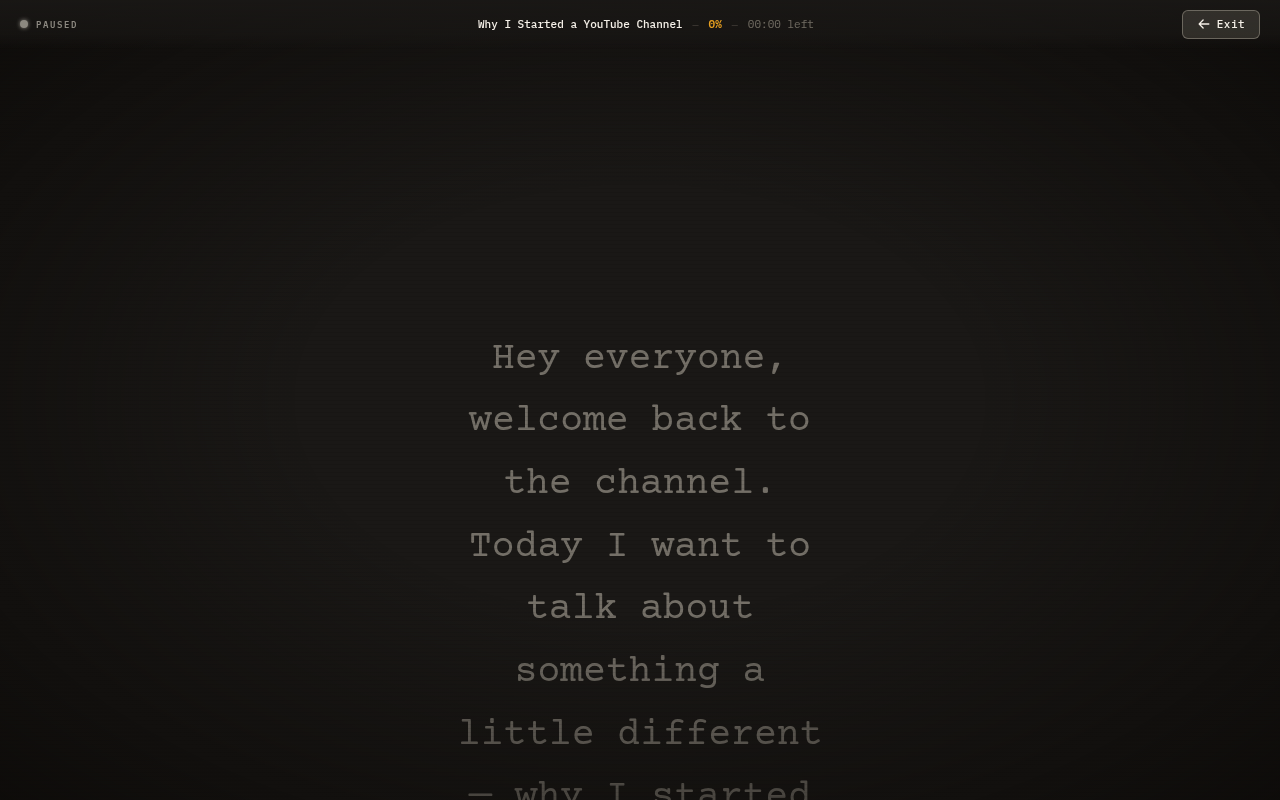 GoodEvening.tv prompter ready to go live with script loaded
